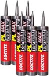 Loctite PL Premium Max Construction Adhesive, Versatile Construction Glue for Wood, Concrete, Stone & More - 9 fl oz Cartridge, Pack of 6
