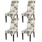 JQinHome Chair Covers for Dining Room Set of 4, High Stretch Removable Washable Parsons Chair Slipcover for Home Party Hotel Wedding Ceremony (Flower,4PCS)