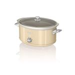 Swan SF17031CN Retro Slow Cooker with 3 Temperature Settings, Keep Warm Function, 6.5L, 320W, Retro Cream