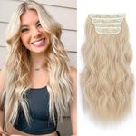 Hair Extensions Clip in 4pcs Bleach blonde Hair Extension Long Wavy Full Head Clip in Hair Extension Synthetic Fiber Hair Pieces for Women