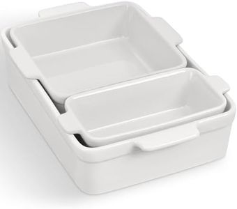 Best Choice Products Bakeware Set, Baking Dish Set, 3-Piece Nonstick, Toxin-Free, Ceramic Serving Dishes, Casserole, Bread Loaf, Square Pan, Space-Saving Nesting Design - Vanilla Buttercream