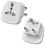 TEC UK - 2 X UK to India Travel Adapter, 3 Pin Prong Plugs for Visitor from UK, Europe, USA, Australia to India (PACK OF 2) White