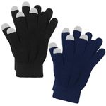 Cooraby 2 Pairs Men or Women's Winter Touch Screen Magic Gloves Warm Knit Gloves Typing Texting Gloves (Black, Navy, L)