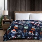 Eddie Bauer - Full/Queen Blanket, Ultra Plush Bedding, Lightweight Home Decor for All Seasons (EB Stamps Blue, Full/Queen)