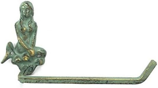 Hampton Nautical K-9212-bronze Antique Bronze Cast Iron Mermaid Toilet Paper Holder 10" - Beach Bathroom Decoration - Beach Home Decorating