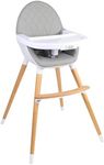 Convertible High Chair for Babies, Toddlers, Kids & Children - Wooden Highchair with Adjustable Height & Dishwasher Safe Tray - Wood Feeding & Dining Chair - Converts to Booster Seat - KoolaBaby