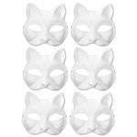 IMIKEYA Cat Mask 6pcs White Paper F