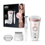 Braun Silk-pil 9 Epilator for Long-Lasting Hair Removal with Electric Shaver & Trimmer & Bikini Trimmer, 100% Waterproof, UK 2 Pin Plug, 9-890, White