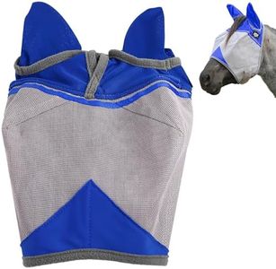 RS Premium Horse Fly Mask with Ears | Smoothly Protect Face and Ears from UV & from Insects | Made with Durable elasticable Lattice | Sweat Absorber | Comfortable & Relaxable | Size: Medium & Large