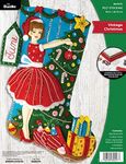 Bucilla Felt Applique 18" Stocking Making Kit, Vintage Christmas, Perfect for DIY Arts and Crafts, 89457E