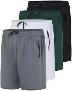 4 Pack: Men's Big & Tall King Size Heavyweight 7 Inch Inseam Active Athletic Running Quick Dry Mesh Shorts Zipper Pockets Drawstring Basketball Bottoms Soccer Workout Gym Tennis Workout - Set 4, 3X