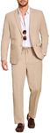 COOFANDY Men's 2 Piece Casual Linen Suits Lightweight 2 Button Tuxedo Blazer Jacket Sport Coat Business Wedding Beach Pants Khaki