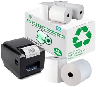 (20) Rolls 3-1/8"x 200' Thermal Receipt Paper Rolls, (80mm) Printer Paper Fits All POS Cash Registers, BPA Free