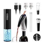 Electric Wine Aerator Opener Set, Electric Wine Decanter+Wine Opener+Wine pourer+Wine Foil Cutter+Vacuum Wine Stopper Gift Set for Wine Lovers Beginner Enthusiast Black
