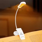Vekkia Amber Rechargeable 7 Led Eye-Care Book Light,Blue Light Blocking Reading Light,3 Levels,1600K for Strain-Free, Healthy Eyes.Up to 70 Hours Reading.Great Gift for Bookworms.(White)