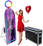 ZLPOWER Portable Mirror Photo Booth for Canon Camera Shell Stand Selfie Touch Screen Machine Photobooth with RGB Light Ring and Flight Case for Events Parties Wedding Rental（32 Inch ）