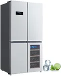 GarveeHome 36 Inch French Door Refrigerator, 21 Cu.Ft. Counter Depth Refrigerator Bottom Freezer with Wine Cabinet, Stainless Steel 4 Doors Fridges Kitchen Freezer, Adjustable Shelves