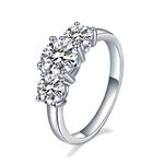 Mejewri Moissanite Engagement Rings for Women Wedding Promise Three Stone 925 Sterling Silver Rings 2ct Q1/2 Rings