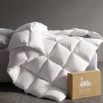 Solvonix Goose Down Fiber Comforter – All Season Naturally Breathable Duvet Insert,Cotton-Poly Blend Fabric, 8 Corner Tabs (White, Oversized King(119.5"x97.5"))