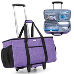 Luxja Rolling Tote Compatible with Cricut Maker (Explore Air) and Easy Press (9 inches x 9 inches), Die-Cut Machine Carrying Case with Wheels (Come with a Detachable Dolly), Purple