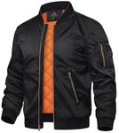 TACVASEN Men's Jackets-Bomber Jacket Fall Winter Warm Windbreaker Full Zip Casual Padded Coats, Black, XX-Large