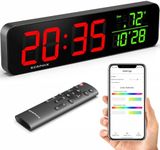 15.2" Gym Timer, App & Remote Control, Customize LED Color, Voice Countdown Prompt, Tabata, EMOM, AMRAP, Countdown, Stopwatch, Large Digital Wall Clock for Home Gym