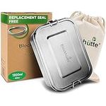 Blockhuette Stainless Steel Food Containers I 1200ml I 3 Compartments, Spare Seal I Stainless Steel Bento Box I Salad Lunch Boxes for Adults, Kids I 2 Movable, Removable Divider I Leakproof