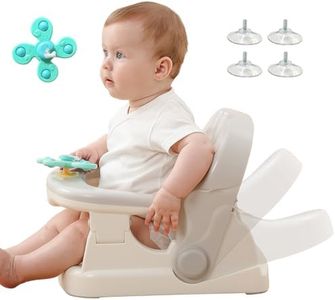 Cuddobaby Baby Bath Seat 3-in-1 【360° Protection Against Side Tipping, 3-Level Adjustable】 ASTM Approved Safety, Detachable Arm, Sitting Up or Lying, Strong Suction, Fit for Flat Surfaces - Gray