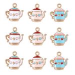 Ipotkitt 45pcs Alloy Enamel Teapot Charms Poker Charms Coffee Tea Kettle Pot Charms for Jewellery Making Bracelet Bulk