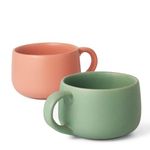 Koralkari Set of 2 Ceramic Stoneware Mugs | Large Mugs for Coffee & Chai | 100% Microwave, Oven, Dishwasher Safe | Handmade | Ceramic Mugs for Gifting | 320mL | (Flamingo Pink + Almost Blue)