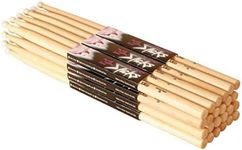 On-Stage MW5A Maple Drum Sticks (5A, Wood Tip, 12 Pairs, 24 Sticks, Maple Wood with Wood Tip, Standard Thickness, Seasoned, Kiln Dried, Sanded, Drumsticks Brick)