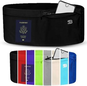 StashBandz [Upgraded] No-Slip Running Belt - Dual-Track Silicone Grip & Rapid-Dry Fabric - 4-Pocket Travel Money Belt & Slim Fanny Pack for Women & Men - Midnight Black