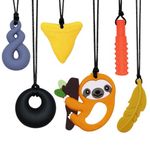 Chew Toys for Autistic Children,6 Pack Chewy Necklace BPA Free, Food- Grade Silicone Autism Chew Toys,Sensory Chew Necklace for Autism, ADHD, Anxiety, SPD, Teething or Other Special Needs