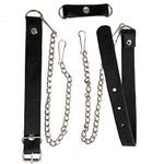 Sporran Black Leather & Chain With D-Loop Highlander Belt 50", Black, 50 inches