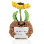 DSLSQD Mini Funny Potato Dolls, Crochet Handmade Sunflower Potted Plant Artificial Mini Potted Crochet Sunflower Shaped Knitted Plants for Gift Wedding Table Shelf Car Office Bedroom