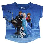 Frozen Royal Blue Character Print Girls Top -(DFZ0100.10_6-7Y)