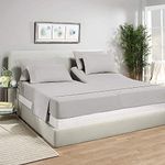 Generic Top Split King Flex Head Sheet Set For Sleep Number Mattress Fits Deep Pocket Bed 1800 Thread Count Super Soft And Cool 4 Piece Set With Pillowcases 34-36" Split Top (Light Gray)