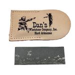 Genuine Arkansas Hard (Fine) Pocket Knife Sharpening Stone Whetstone 3" x 1" x 1/4" in Leather Pouch FAP-13A-L