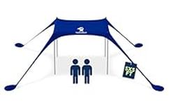 SUN NINJA Beach Tent Shelter with UPF50+ Protection, Includes Sand Shovel, Ground Pegs, Stability Poles, Outdoor Pop Up Shade Canopy for Camping, Fishing, Backyard Fun (Royal Blue, 5x5 FT 4 Pole)