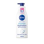 NIVEA Express Hydration Body Lotion (400ml), Fast Absorbing NIVEA Moisturiser for Dry Skin Made with Deep Moisture Serum and Sea Minerals, Smooth Skin NIVEA Body Lotion