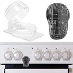 Stove Knob Covers with Oven Door Child Safety Lock, 7 pcs, for Knobs with max. Ø 1.9", 1.57" Height, 2.4" Knob Distance Center-Center, Childproof Oven Door and Stove Knob Lock Set, Oven Baby Guard