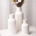 TrendEcoHome White Ceramic Vases Set of 3,Farmhouse Decor, Home Decor, Pampas Grass Vases for Kitchen, Bedroom, Office, Living Room, Bathroom, Wedding, Entryway, Table Centerpieces, Gifts Women Mom