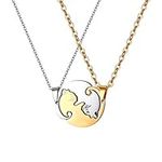 Oidea Pair of Necklace with Pendant Puzzle Cat Necklace Friend Pendant for Him and Him Men Women Christmas Birthday Silver Gold