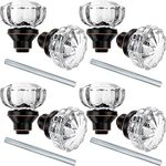 Amylove Glass Door Knobs Mortise Style Fluted Crystal Door Knobs Antique Door Knobs with Spindle Antique Doorknobs for Interior Doors(Bronze, 4 Set)