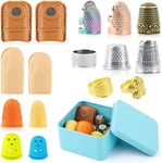 16 Pcs Sewing Thimble with Storage 