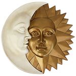 Design Toscano Celestial Harmony Sun and Moon Outdoor Wall Sculpture, Polyresin, Faux Ivory and Gold, 39.5 cm