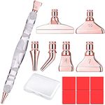 Rose Gold Metal Stainless Steel Tip Resin Diamond Painting Art Sticky Drill Dot Pen Stylus Kits Set Accessories Tool with Wax for DIY 5D Diamond Painting Gem Nail Art White