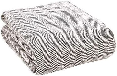 Glamburg 100% Soft and Breathable Cotton Thermal Blanket Queen Charcoal - Herringbone Weave Cotton Blanket - Perfect for Layering Any Bed for All Season