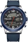 Police Rig Mens Digital Watch with Blue Dial and Blue Silicone Strap, 47mm Stainless Steel Case in Branded Watch Box PEWJP2194740-2 Year Warranty