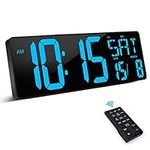 XREXS Digital Wall Clock, 16.5 Inch Large Digital Clock, Remote Control Alarm Clock, Count Up & Down Timer, Adjustable Brightness Wall Clock with Day/Date/Temperature